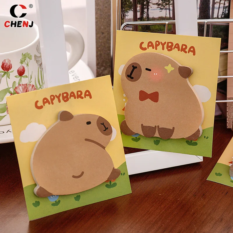 2PCS Capybara Sticky Notes, Cute Sticky Notes, Student Cartoon High-looking Sticky Notes Kawaii Memo Pad Stationery Stationary