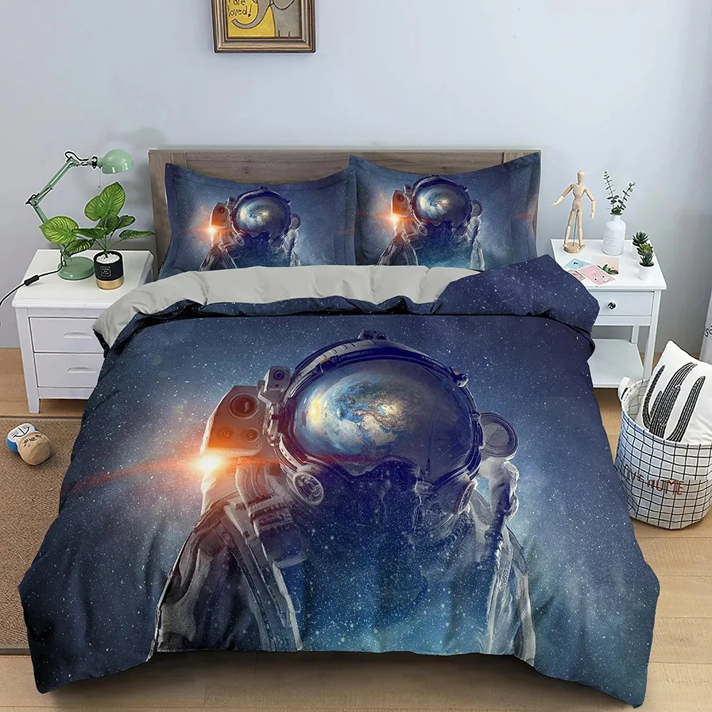 Spaceman Astronaut Bedding Set Boys Girls Twin Queen Size Duvet Cover Pillowcase Bed Kids Adult Fashion Home Textileextile