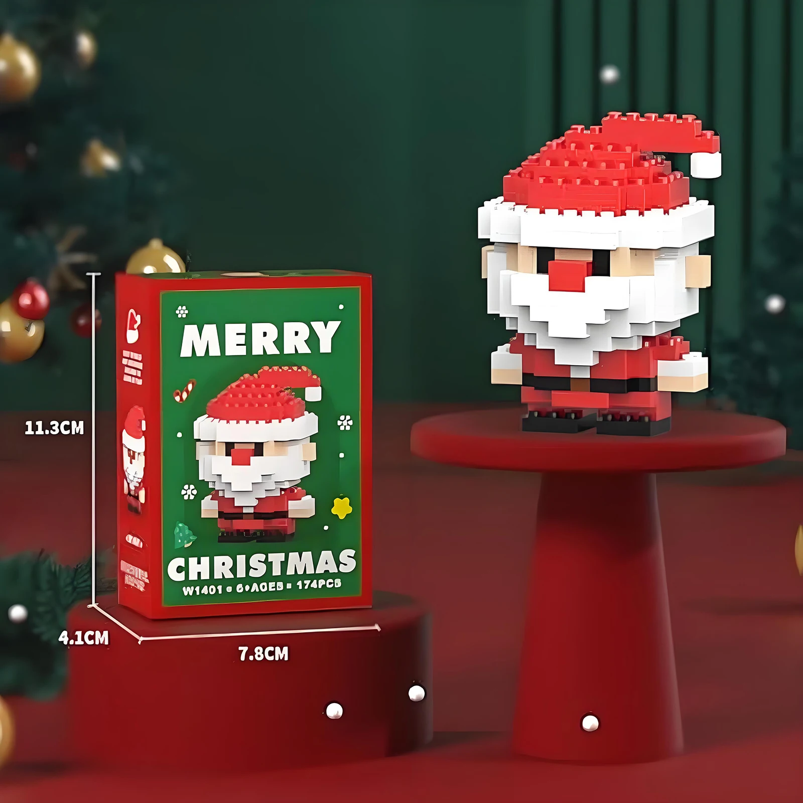 Paquet de 4 Micro blocs de noël, Mini figurines de construction, Kit de construction de noël, bas de bricolage, cadeaux de noël, cadeaux de fête