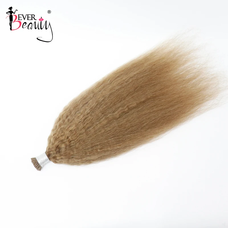 Blonde #12 Color Kinky Straight I Tip Microlinks Hair Extension Human Hair Brazilian Virgin Bulk Hair For Black Women EverBeauty