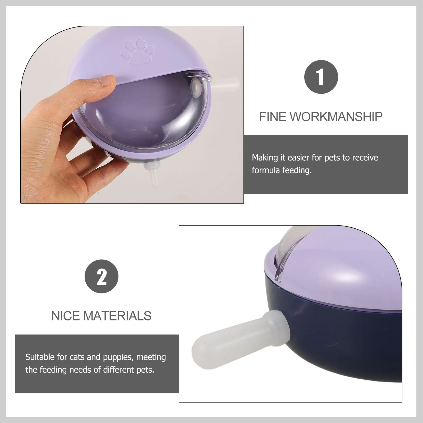 

Pacifier Puppy Kitten Feeder Spillproof Durable Plastic Dog Feeding Bowl No Spill Kitten Milk Bowl Puppy Nursing