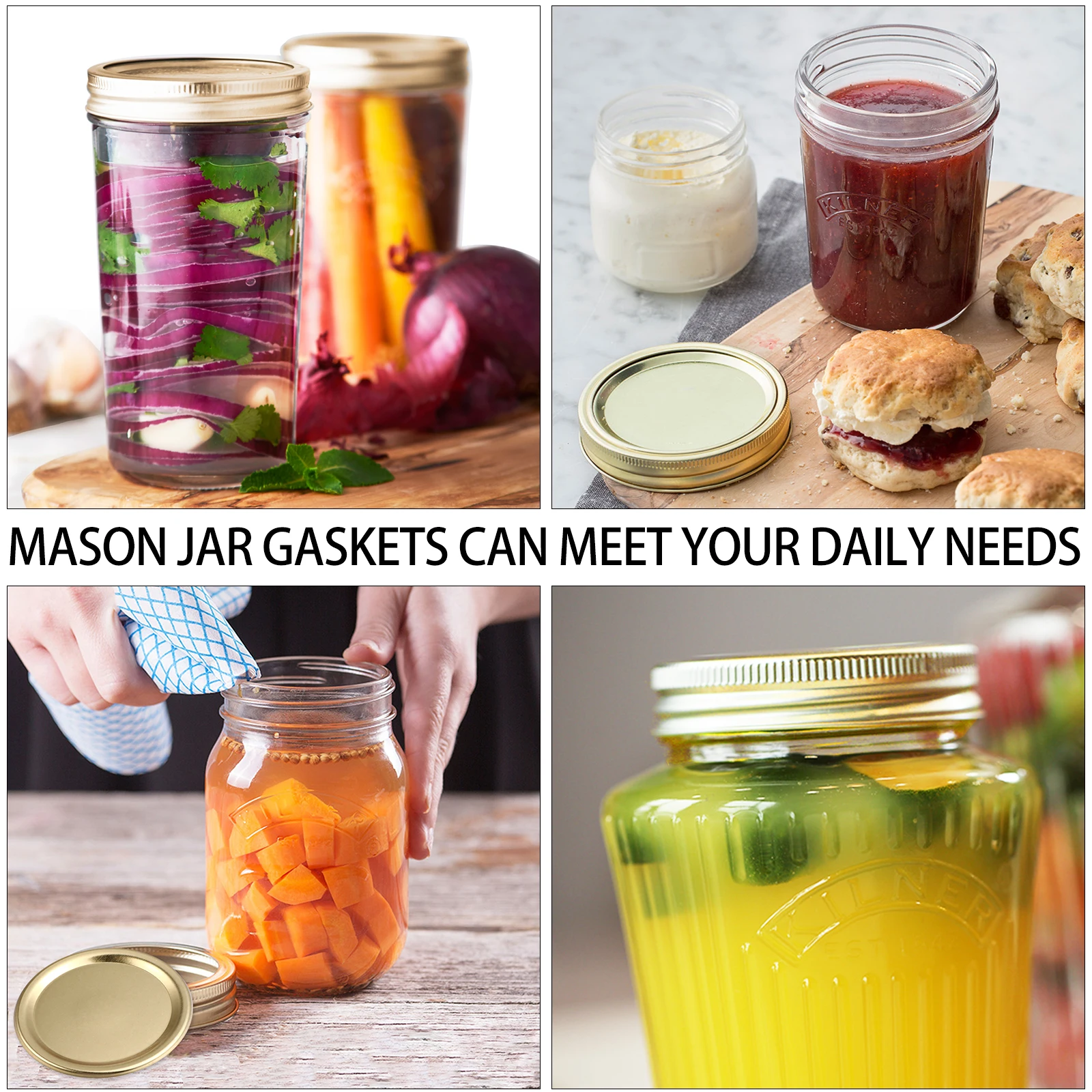 

24Pcs Split Type Jar Lids Metal Caps Leak Proof Sealing Covers for Mason Jars Freezer Storage Jar Lids