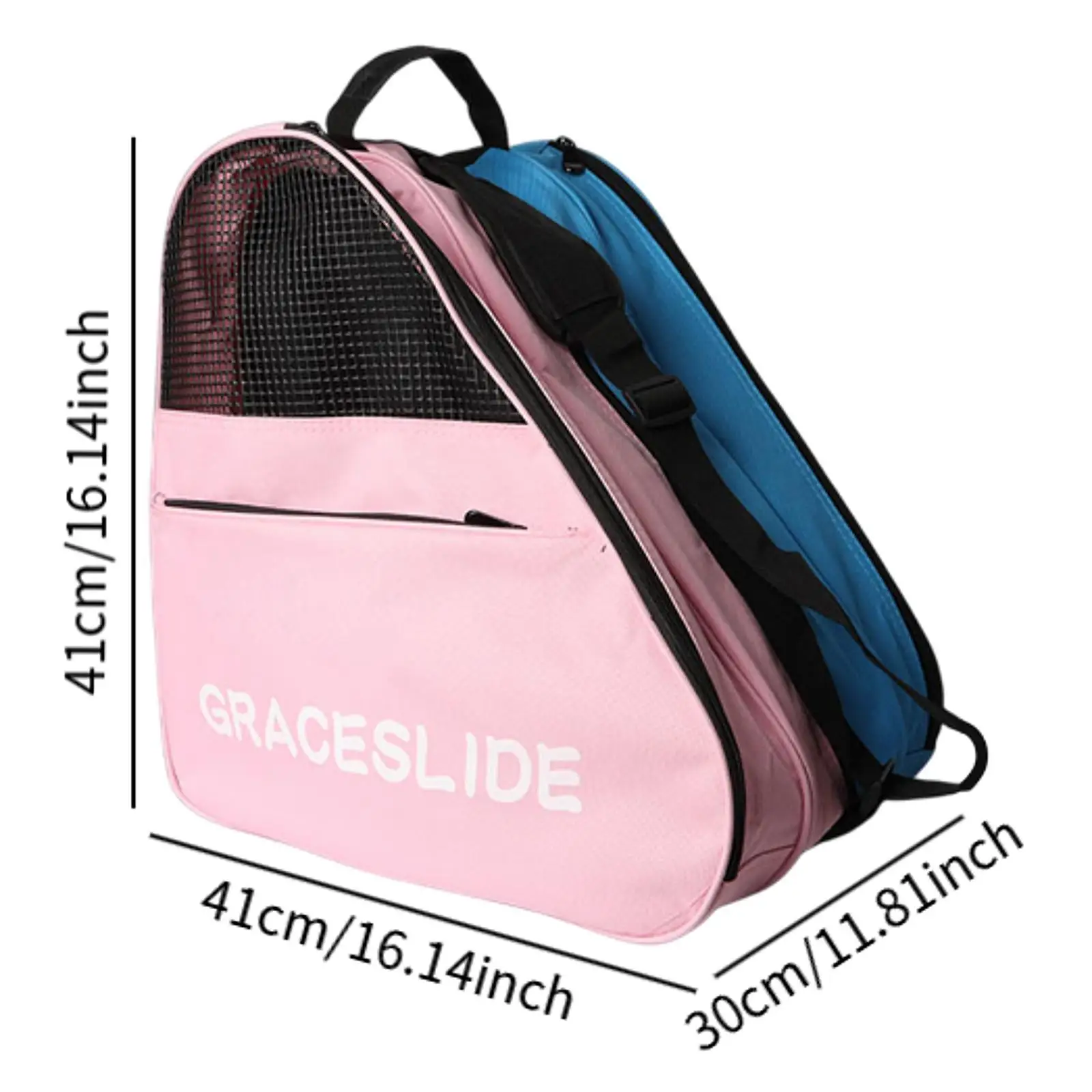 Figure Skating Shoes Bag Three Layer Pouch Adjustable Shoulder Strap Portable Holder for Ice Skates Adult Children