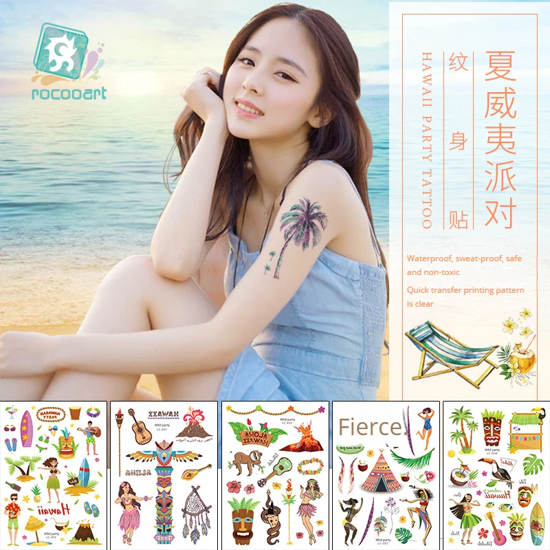 Waterproof New Hawaiian Tattoo Fashion Summer Beach Party Temporary Tattoos Sticker Size:210*150mm