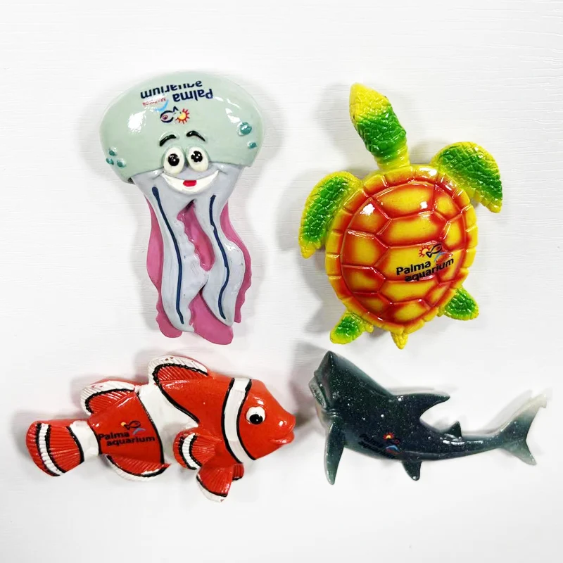 Zeetoerisme Parma Aquarium kleurrijke vissen, octopus, haai, schildpad souvenirs 3D magnetische koelkaststickers, woondecoratie