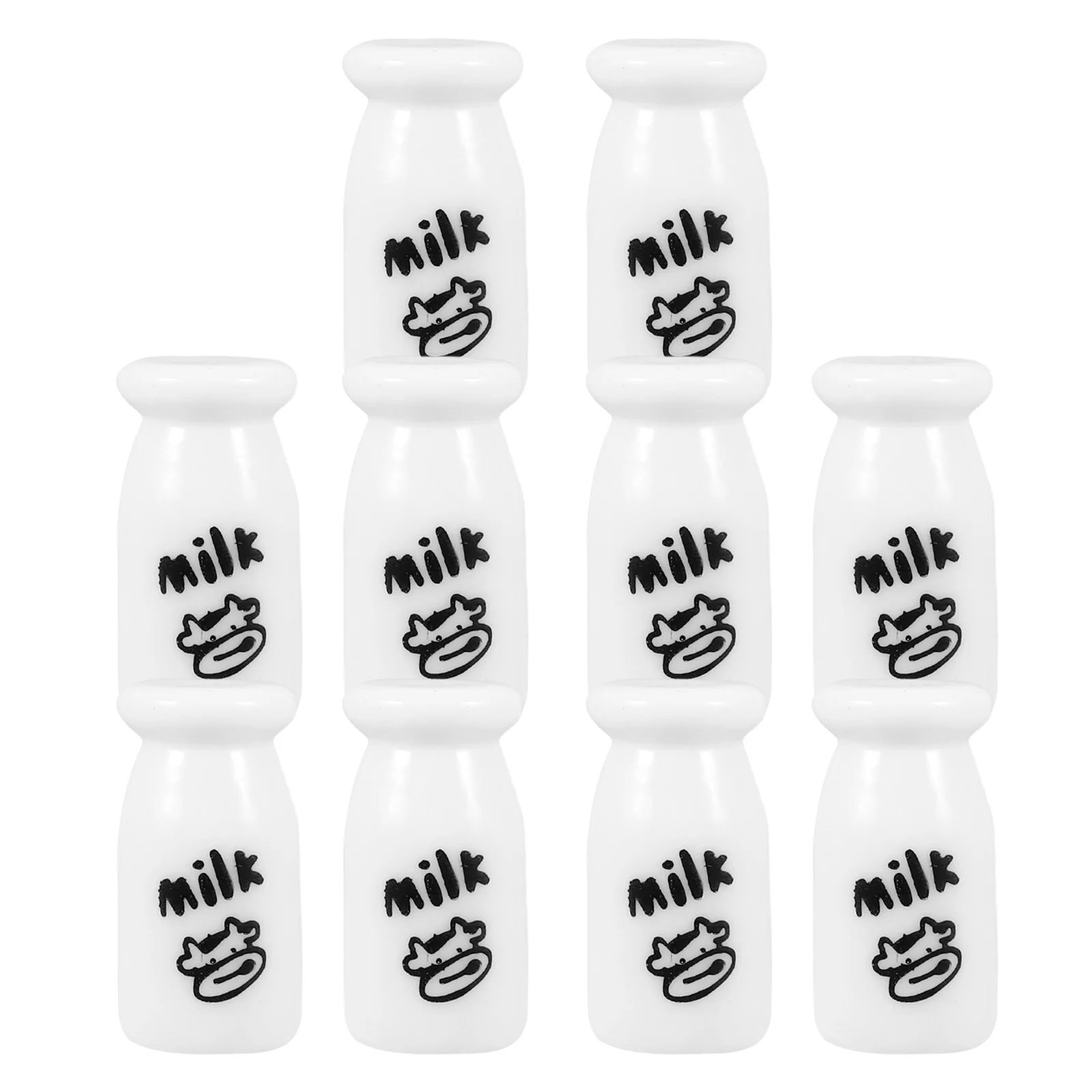 

10 Pcs Milk Bottle Decorations Creative Cartoon Resin Miniatures Dollhouse Accessories Desktop Ornaments Home Office