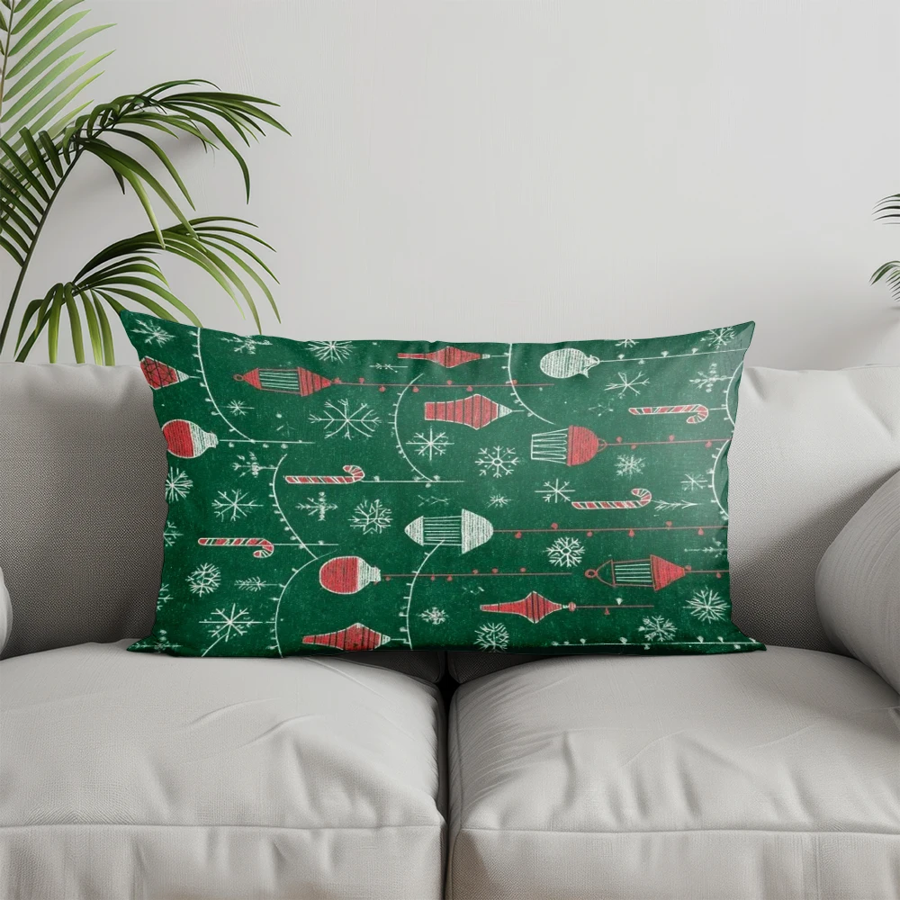 ديكور المنزل عيد ميلاد سعيد سانتا غطاء وسادة مناسبة ل أريكة غرفة نوم سيارة وسادة غطاء وسادة مستطيلة الظهر وسادة