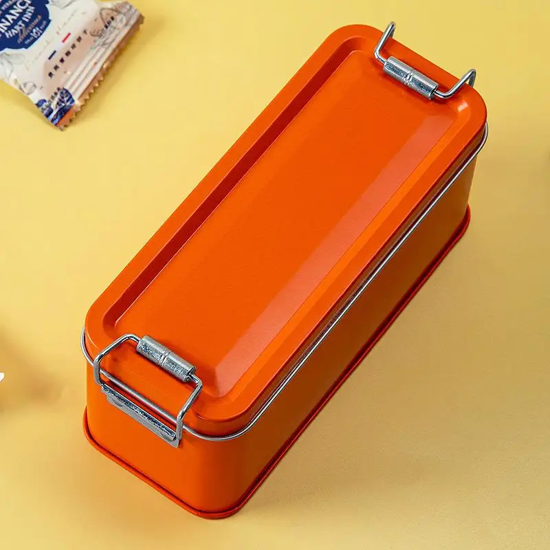 Hochwertige rechteckige Metallbox mit Deckel, Aufbewahrungsbox, Kuchenverpackungsbox, altmodische, robuste Eisenbox mit Verschluss〔YY32〕 – Detail 7