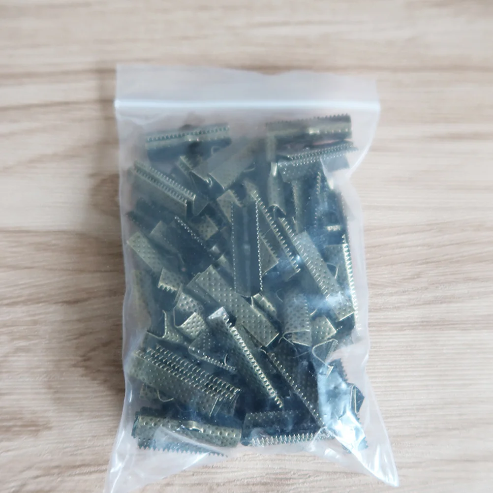 

100 PCS Horse Clasp Jewelry DIY Accessories Fastener Clasps Zipper Clips Holder Hide Frayed Ribbon Ends Mazi Buckles Plated
