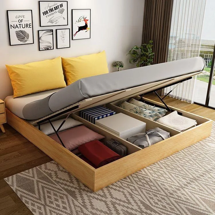 

Floor-to-ceiling, tatami, storage bed, Nordic, storage, plate type, modern, simple, high box, air pressure
