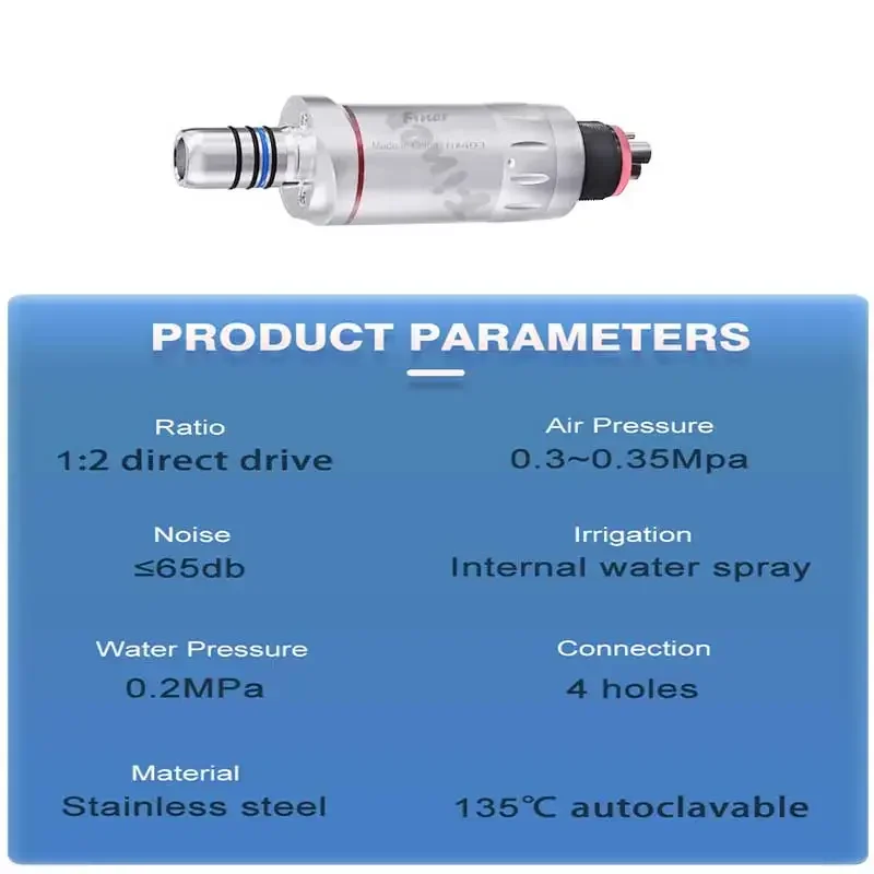 Dental Air Motor 1:2 Speed Increasing  Air Motor with Inner Water Spray 4 6 Hole Red Ring Low Speed Dental Micro Motor