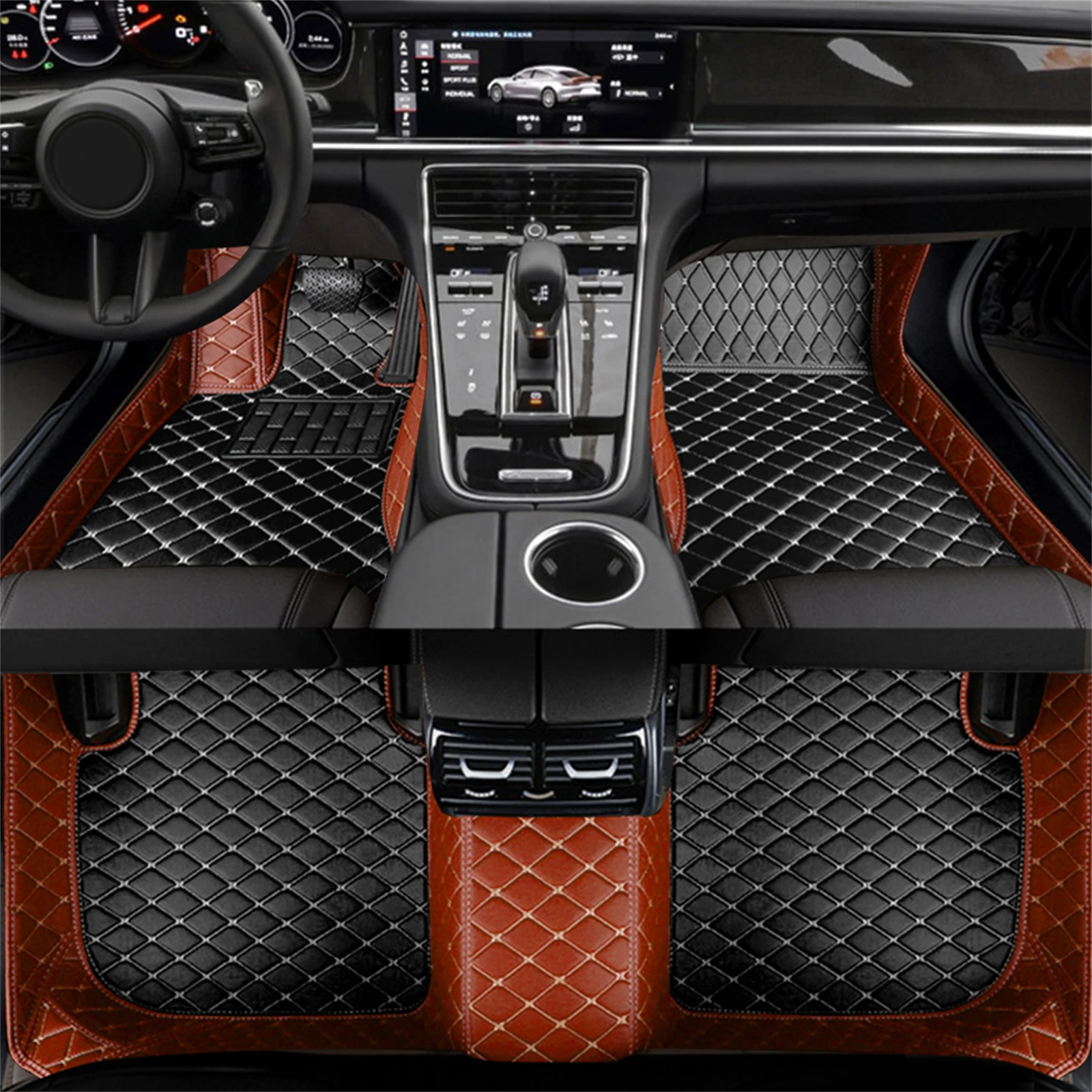 

Artificial Leather Custom Car Floor Mats for Audi A8 A8L 4N2 4N8 4NX 4 Seat 2018-2023 Year Interior Details Car Accessories