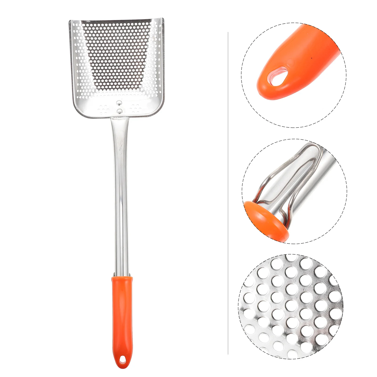 

1pc Stainless Steel Oil Slag Scoop Long Handle Skimming Spoon For Frying Cooking Pasta Noodles Kitchen Mesh Colander Tool