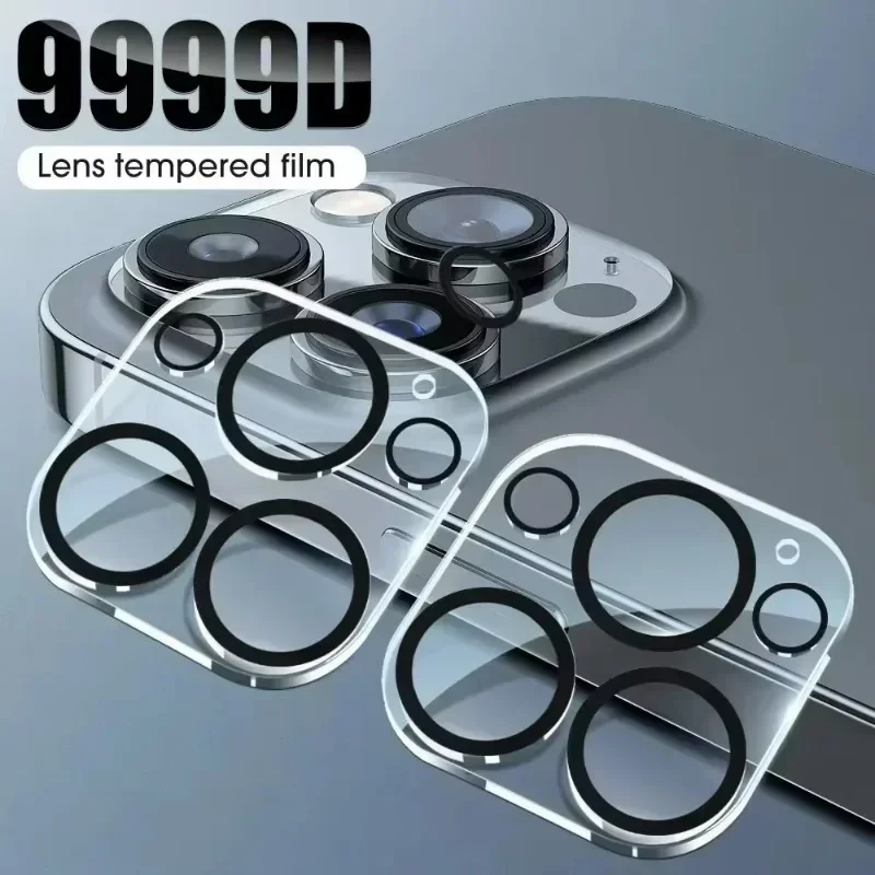 1-5Pcs Tempered Glass for iPhone 16 15 14 13 Pro Max Plus 13 Mini Camera Lens Protector Black Circle Protective Lens Film Cover