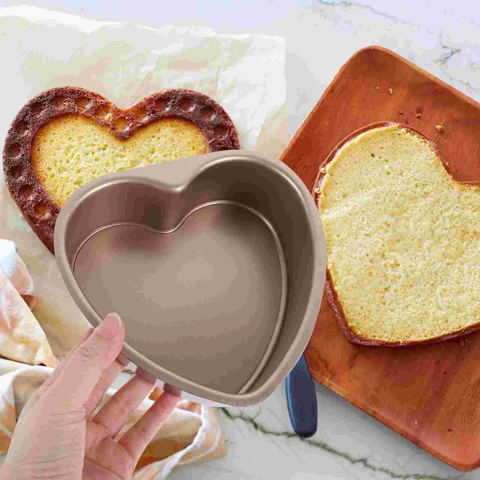 Set Heart Shaped Live Bottom Cake Mold Plate with Lid Cookware Stainless Steel Pans