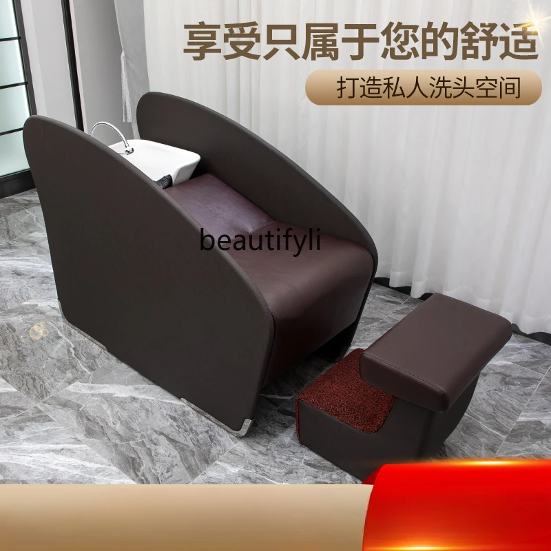 Hair Salon Half Lying Shampoo Chair Hair Saloon Dedicated Flushing Bed Massage Couch Hair Salon Ceramic Basin