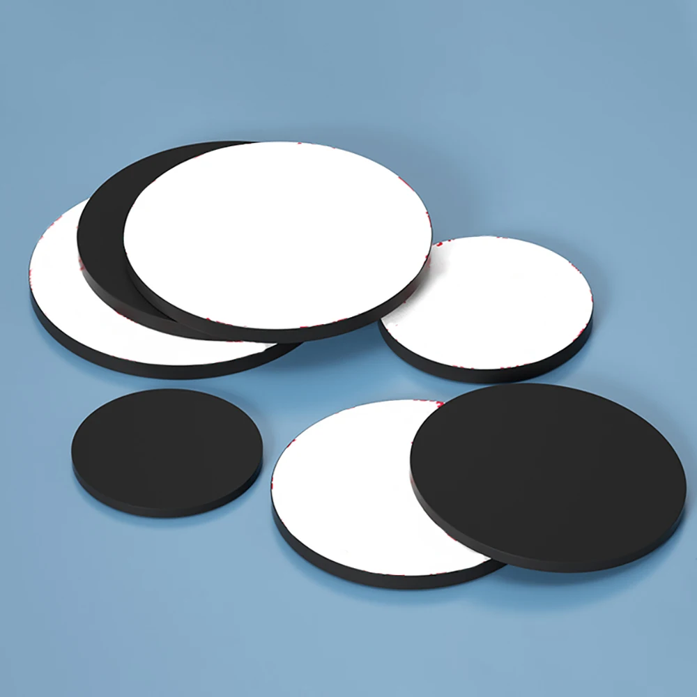 5mm-100mm Self-Adhesive Black Solid Silicone Gasket Seals - Round Non-Slip Pads, Single Sided Adhesive Flat Washer