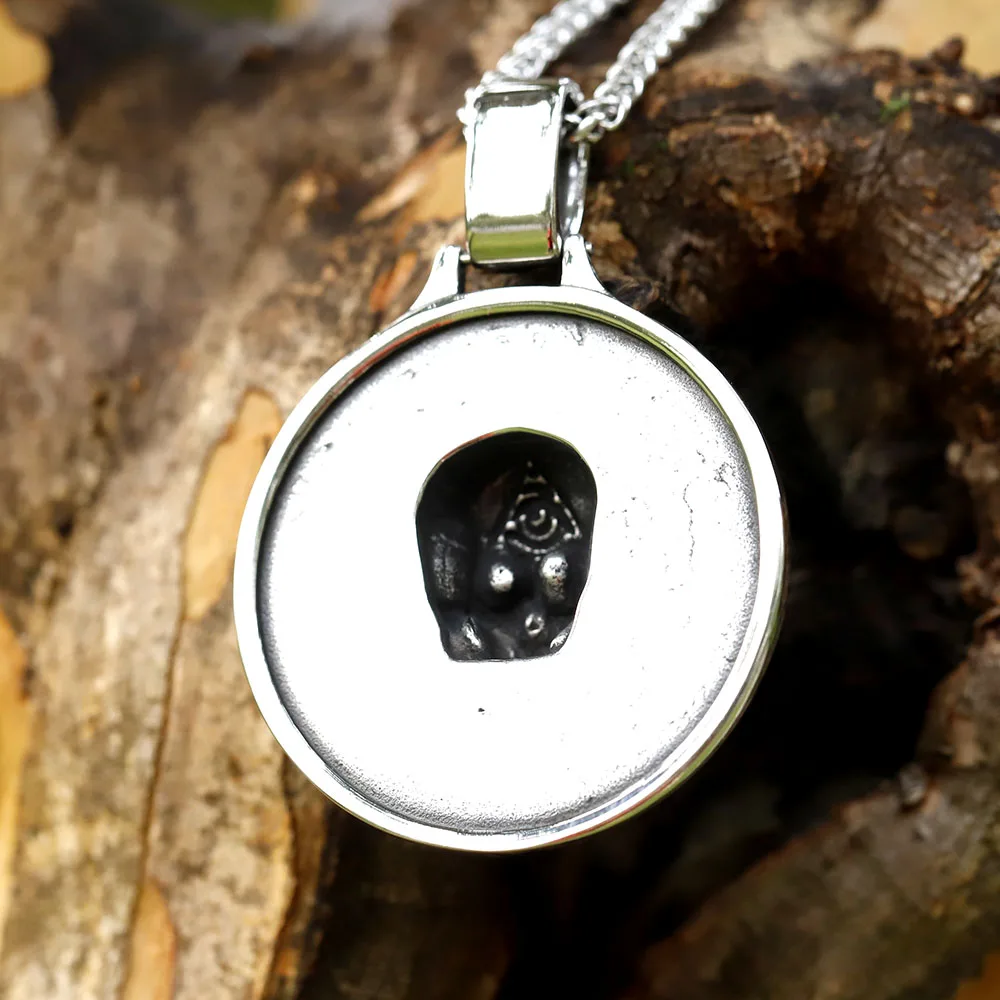 2022 NEW Men\'s 316L stainless-steel vintage Special Design round Skull Pendant Necklace punk fashion jewelry Gift free shipping