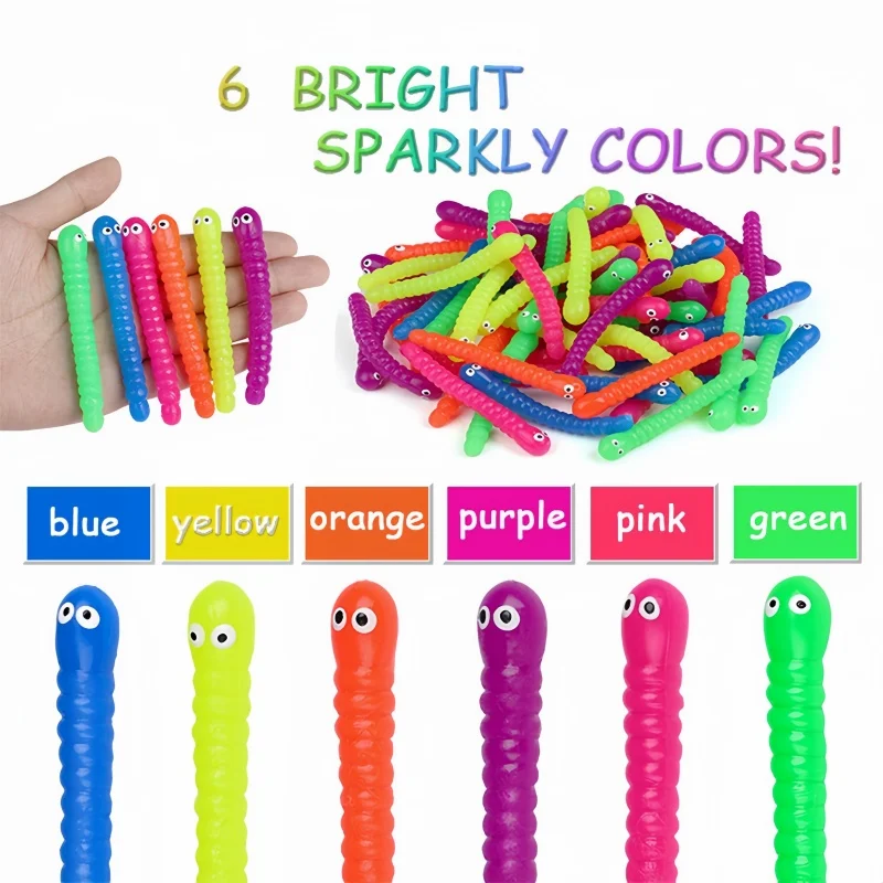 12 шт., красочные мягкие гусеницы, детские сувениры на день рождения, забавные декомпрессионные эластичные гусеницы, мелкие предметы, подарки на Хэллоуин
