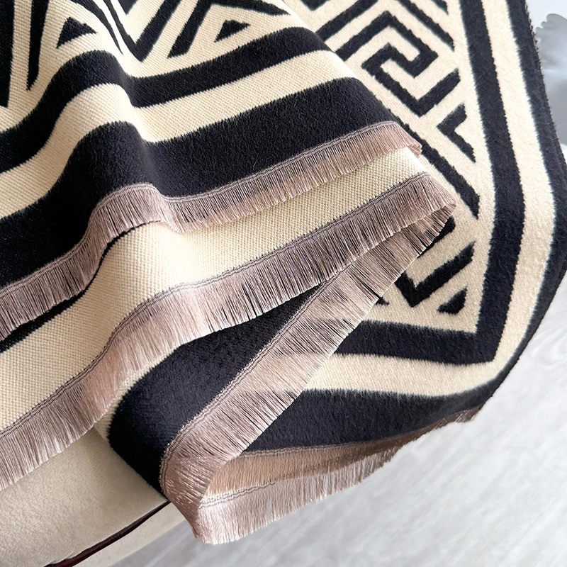 Inverno nova marca de luxo feminino cachecol de caxemira grosso quente xale cachecol xadrez jacquard macio xale feminino bufanda xale cachecol