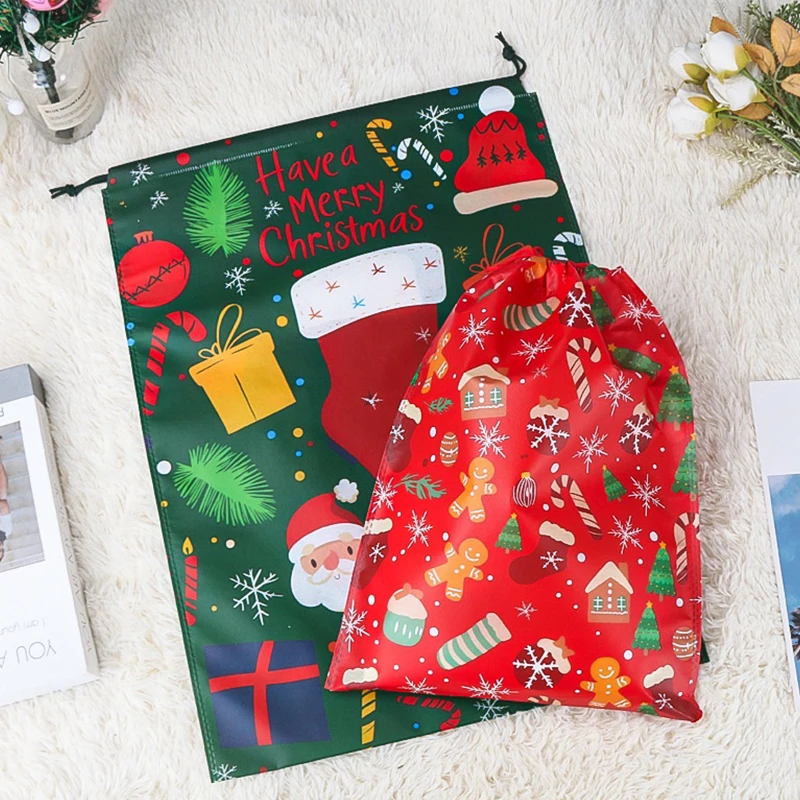 2026 السنة الجديدة 30x40 40x55 سنتيمتر سانتا كلوز الحقيبة غير المنسوجة ، حفلة عيد الميلاد كيس الحلوى ، عطلة احتفالية هدية الرباط حقيبة نافيداد #5