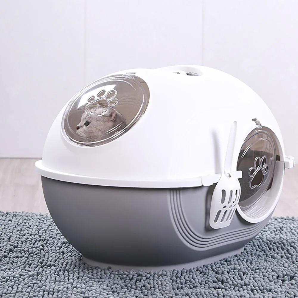 Large Spacecraft Cat Litter Box Double Door Odor Proof Fully Enclosed Cats Toilet Anti Splash Measures Litter Box Pet Supplies