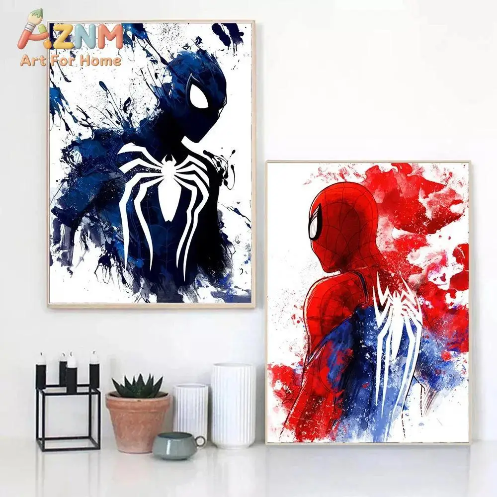 Marvel Movie Watercolor Spiderman Superhero Canvas Posters Modern Home Wall Art Painting Print Picture Room Decor