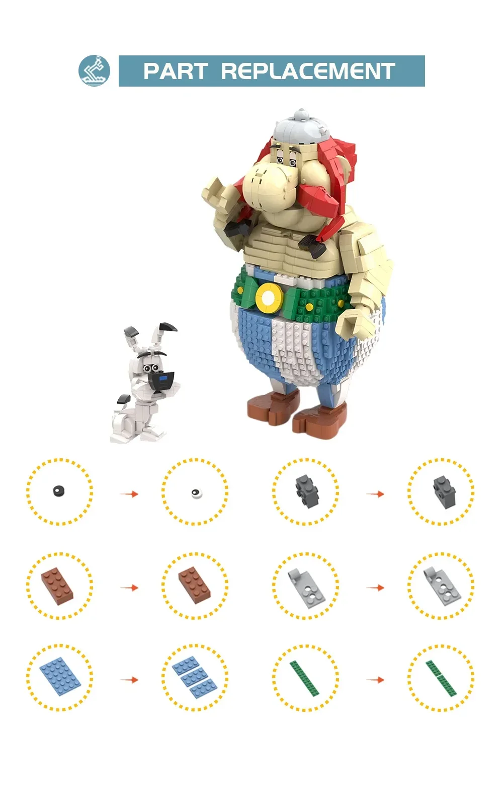 BuildMOC ภาพยนตร์คลาสสิก Asterix the Gauls Building Blocks รุ่น Obelix Idefix Dogmatix มอนสเตอร์ตัวละครอิฐของเล่นเด็กของขวัญ