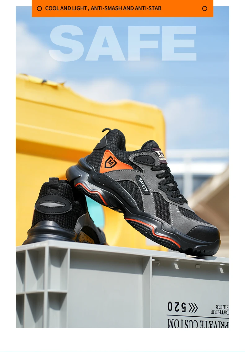 Work Safety Shoes Breathable Men Work Protective Sneakers Anti-Puncture Work Shoes Male Steel Toe Outside Sport Shoes