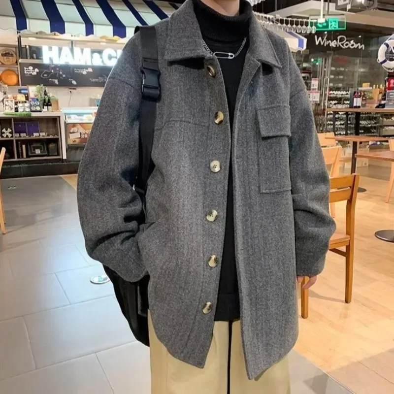 

Trendy Windbreaker Solid Color Overcoat Jacket for Men Vintage Clothing Fashion 2024 Casual Man Coat Luxury Designer Cheap Sale