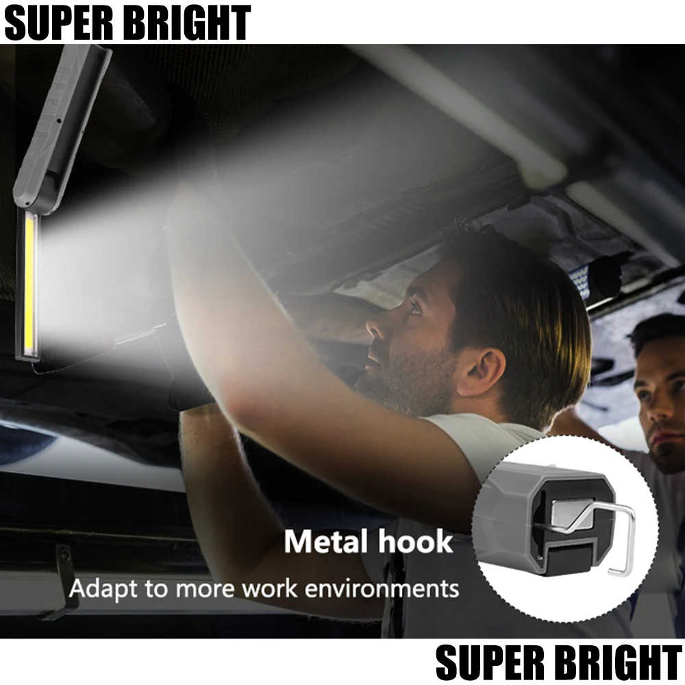 Powerful COB LED Work Lamp Magnetic Work Light Car Repair Hand Light USB rechargeable Inspection Light Flexible Flashlight Torch