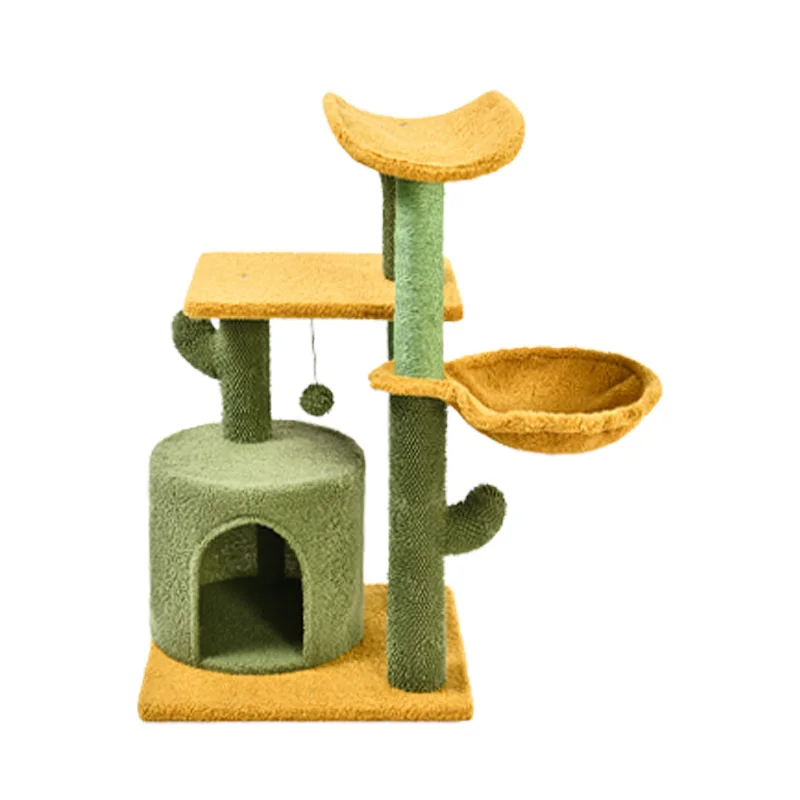 

Flower Cat Tree with Platform Scratching Posts Green colorful in stock Modern Style Active House Furniture Play Tower Multi Leve