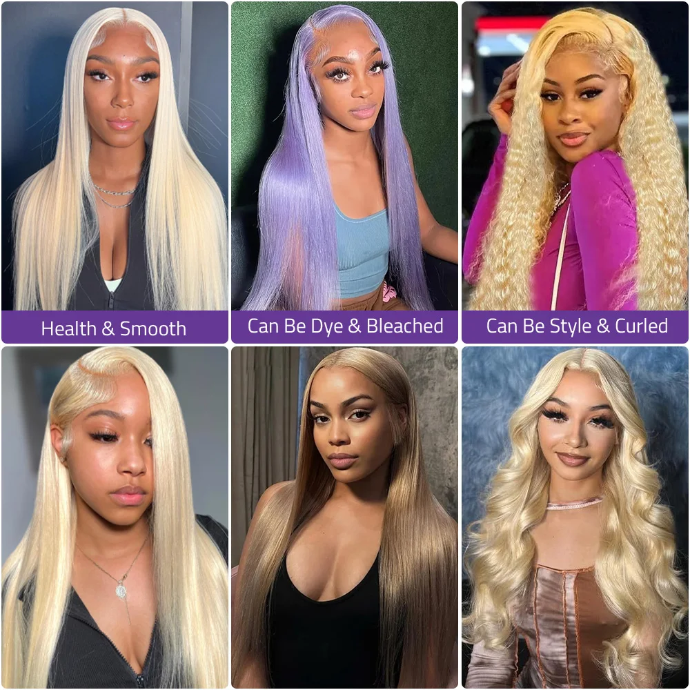 شقراء # 613 العظام مستقيم 13x6 الدانتيل شعر مستعار أمامي 13x4 HD الدانتيل الجبهة باروكة من شعر طبيعي للنساء قبل قطعها شعر مستعار يمكن مصبوغ أي لون.