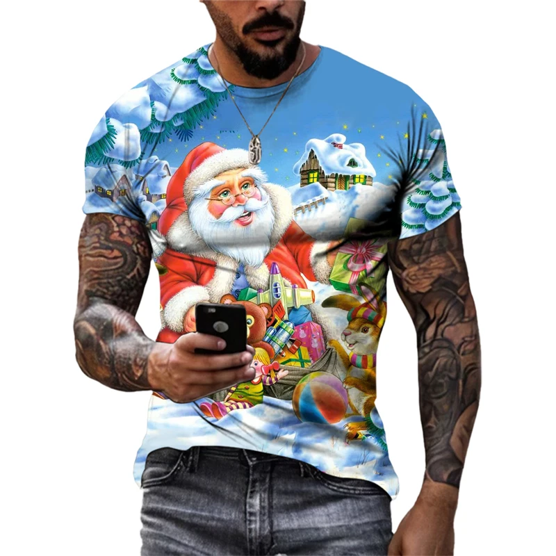 Fashion Unisex Funny Christmas Mood graphic t shirts Trend Men Celebrate Holiday Casual Printing O-neck Short Sleeve Tees Tops