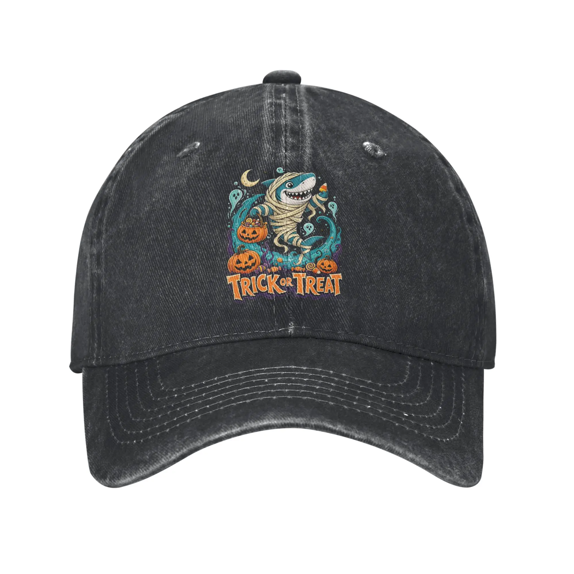 Cute Mummy Shark Trick or Treat Halloween Ocean Spooky Casual Baseball Cap  Hiking Fishing Hip Hop Hats Spring y2k Baseball Caps