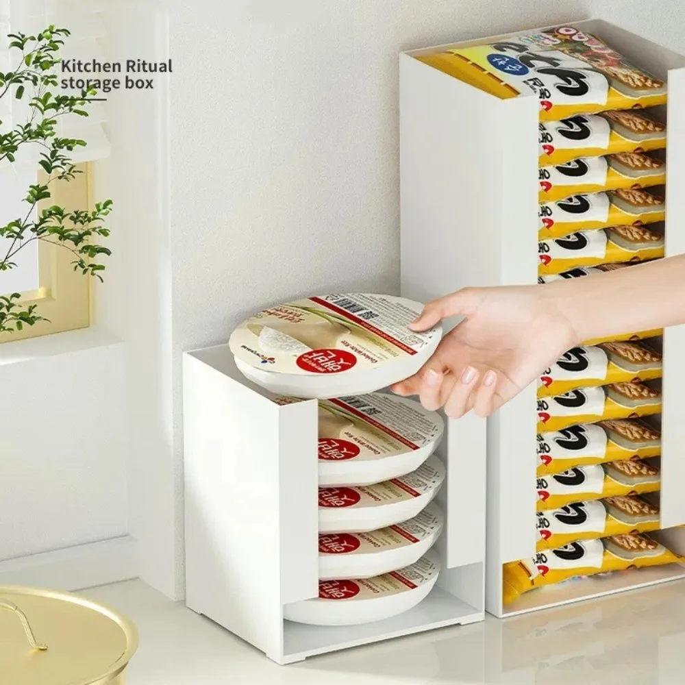 Large Capacity Ramen Storage Box Tabletop Organizer Desktop Instant Noodle Cup Multi-function Instant Noodles Storage Box