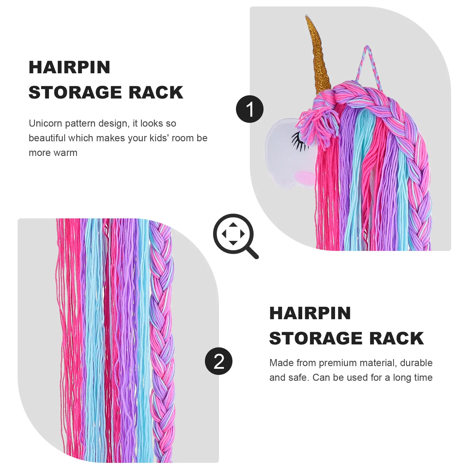 

1Pcs Unicorn Barrette Organizer Cute Tassel Storage Holder for Hair Clips Headbands Wall Hanging Headdress Display for