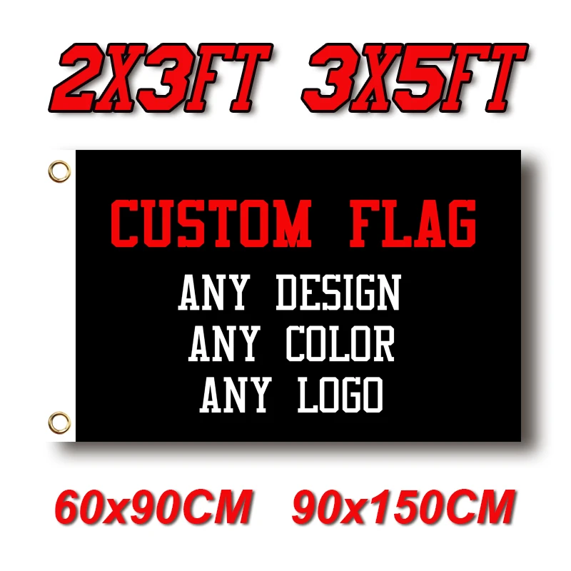 2x3FT 3x5FT Custom Flag Banner - Free Design Outdoor Indoor Advertising Polyester Decoration Party Sport  Gift Promotion