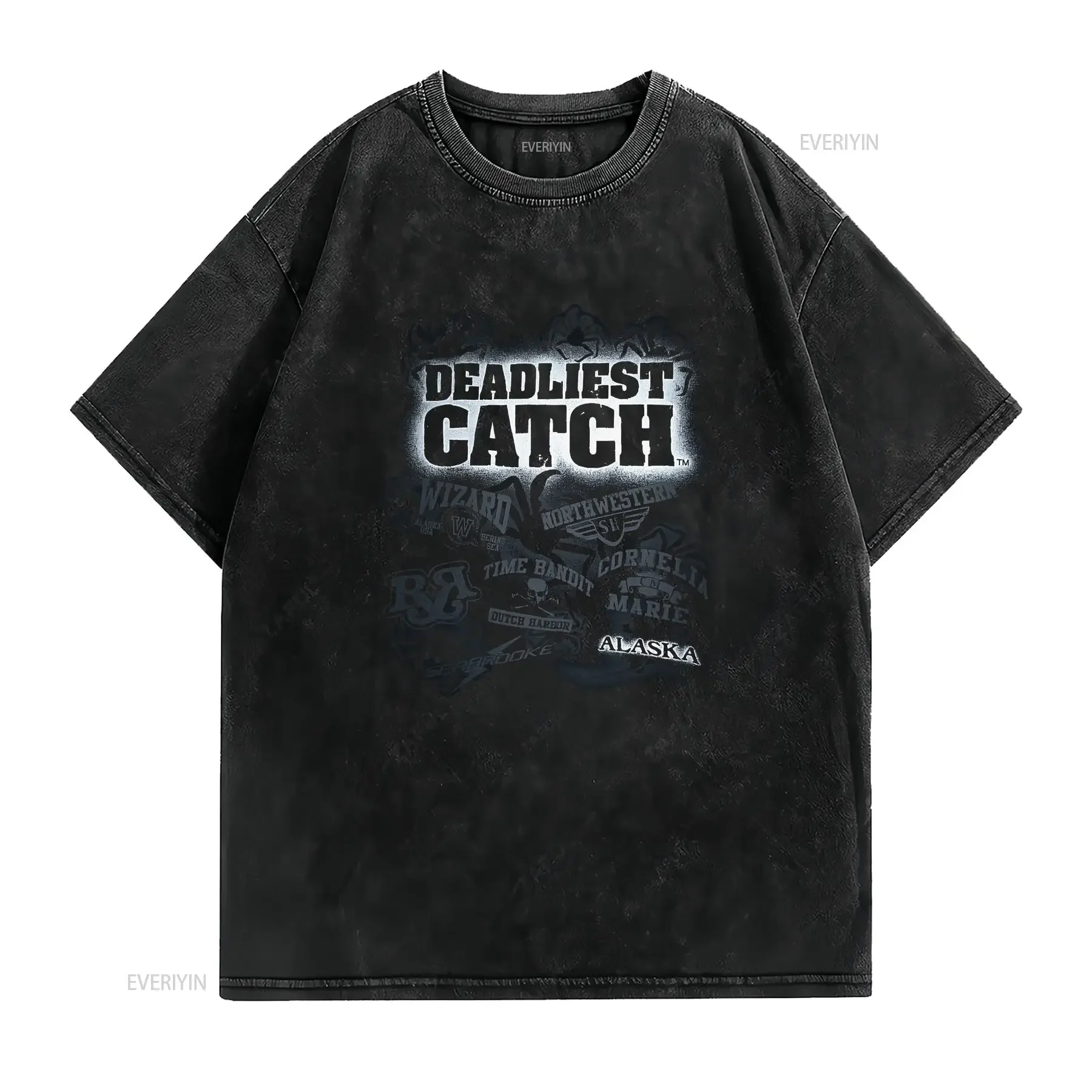 Deadliest Catch Alaska Mens T Shirt TV Show Large vintage Washed homme Versatile graphic Stylish Top For Everyday Wear Casual