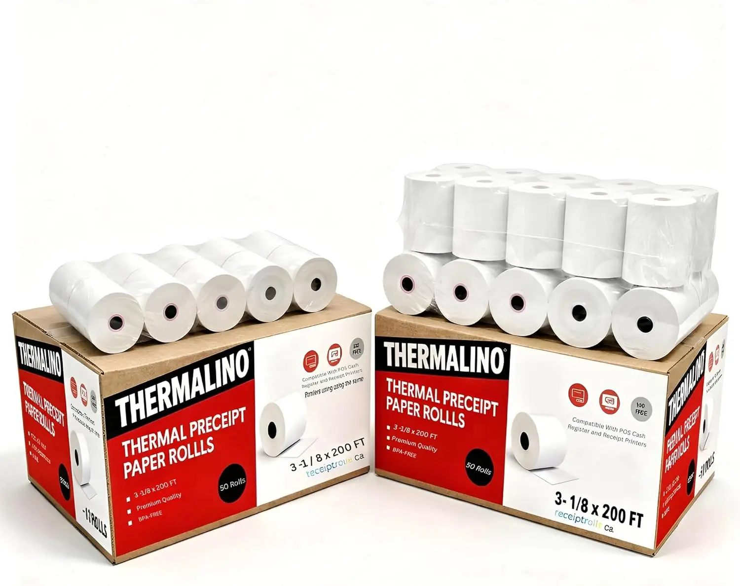

3 1/8" x 200' Thermal Receipt Paper Rolls - BPA Free, 55 GSM, for POS Printers, Clover, Epson, Star