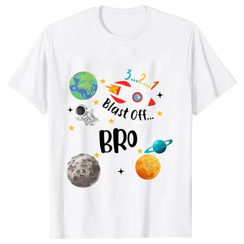 Space Birthday Shirt Planets Rocket Ship Astronaut Birthday Party Tshirts Space Birthday T-Shirt Family Space Tee Shirts Clothes