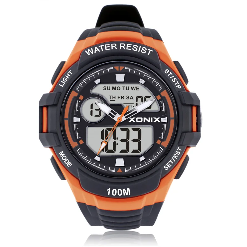 XONIX Men Fashion Alarm Clock Electronic Watch Student Waterproof 100M Swimming Multifunctional Outdoor Sports Luminous Watch MK