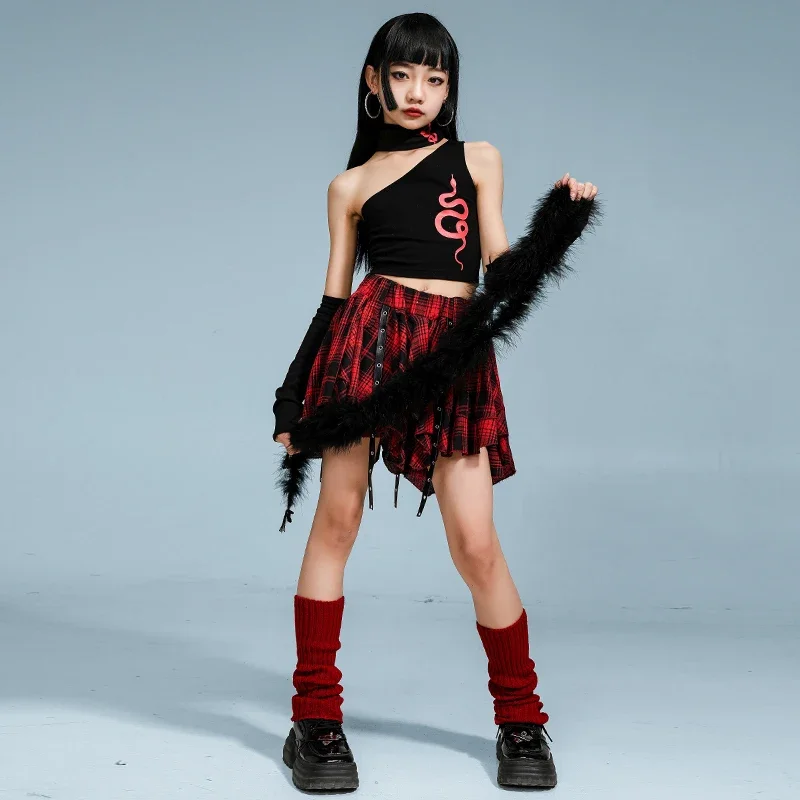 Hip Hop Girls Crop Top Street Dancing Pants Dance Skirts Kids K-pop Streetwear Children Jazz Costumes Girl Group Clothes Set