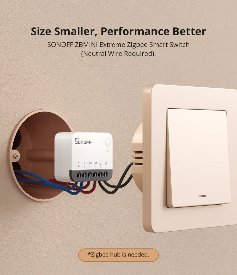 SONOFF ZBMINIR2 Extreme Zigbee3.0 interruptor inteligente relé de separación cable neutro requerido Control de señal más amplio con Alexa Google Home