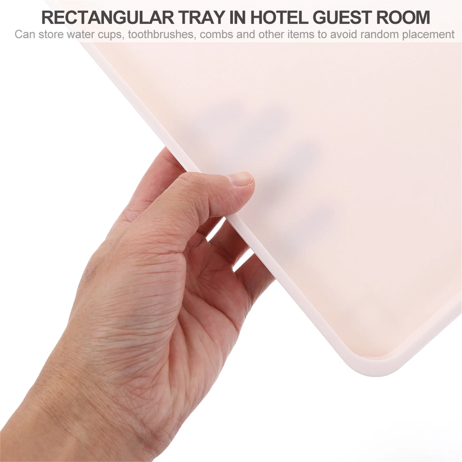 Plateau de rangement en plastique Anti-chute de grande capacité, plateau de service rectangulaire antidérapant pour organisateur de salle de bain de chambre d'hôtel 1 pièce