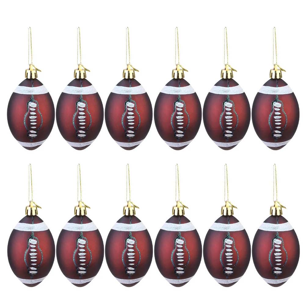 

12 Pcs Christmas Decoration Football Hanging Ornament Ornamets Decorative Ornaments