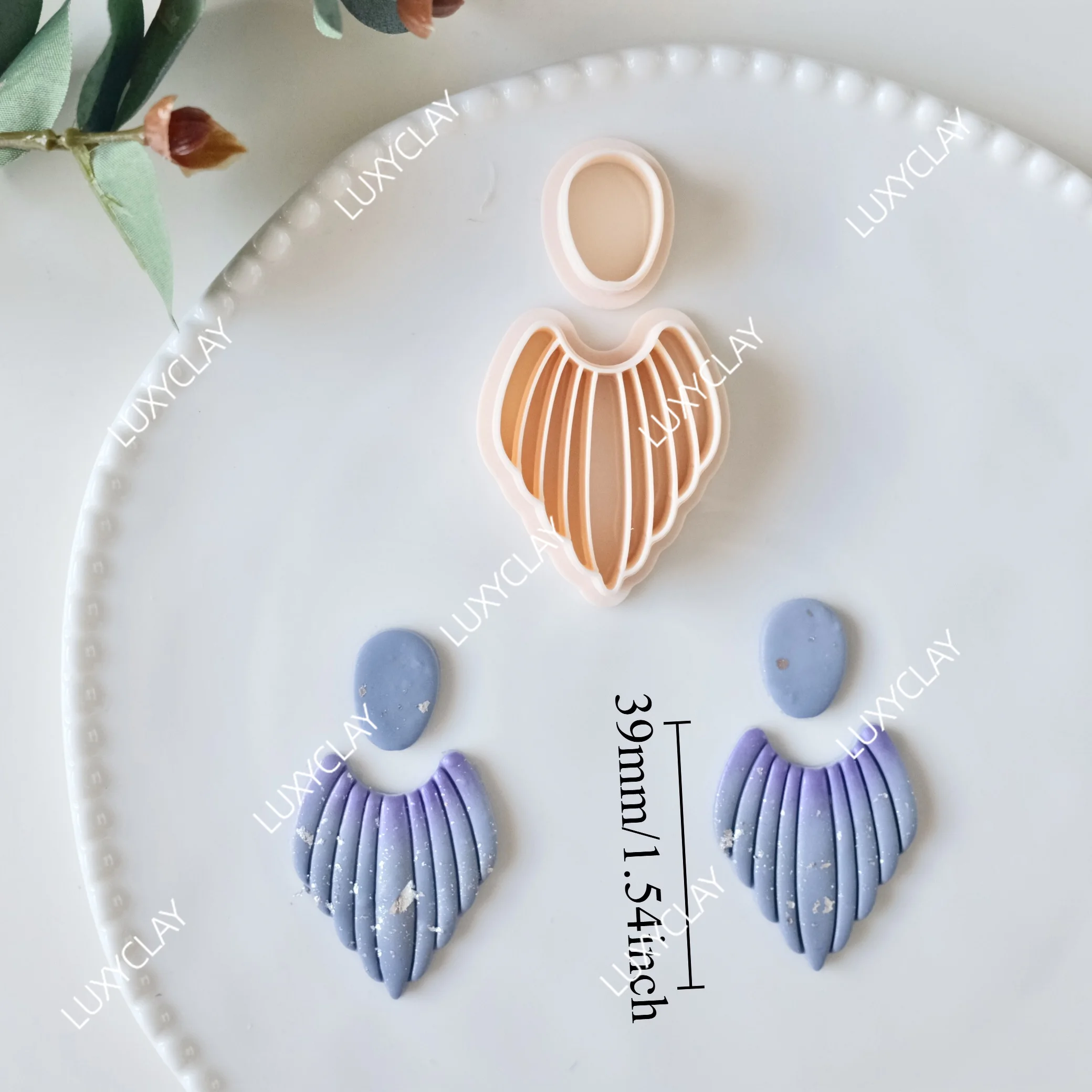 2pcs Boho Fan-shaped Polymer Clay Cutters for Earrings & Jewelry Making, Macrame Clay Cutter, Art Deco Striped Dangle Clay Molds