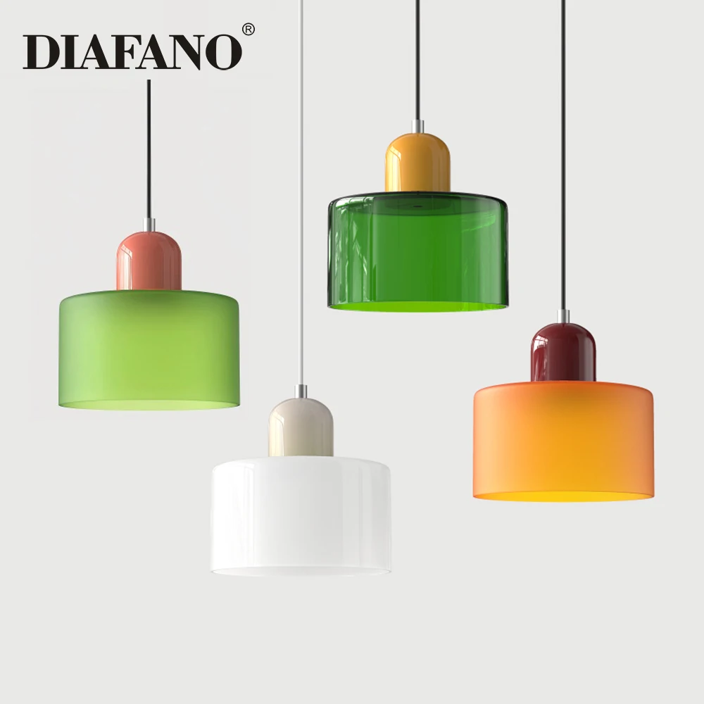 

Nordic E27 Glass Pendant Lights Led Bedroom Bedside Lamps Colorful Modern Restaurant Bar Chandelier Lighting Atmosphere Torch