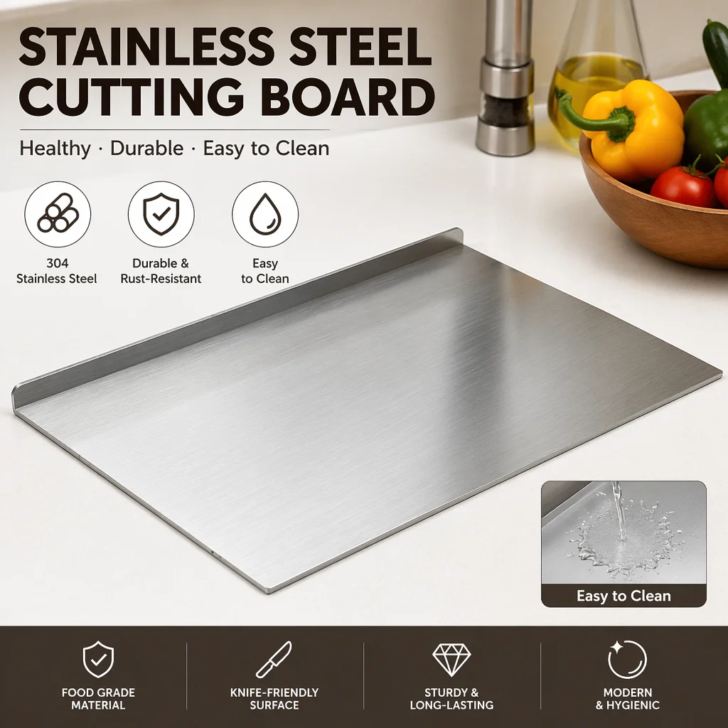 L-shaped Folding Chopping Board Stainless Steel Double-Sided Chopping Board Kitchen Household Fruit Cutting and Kneading Panel