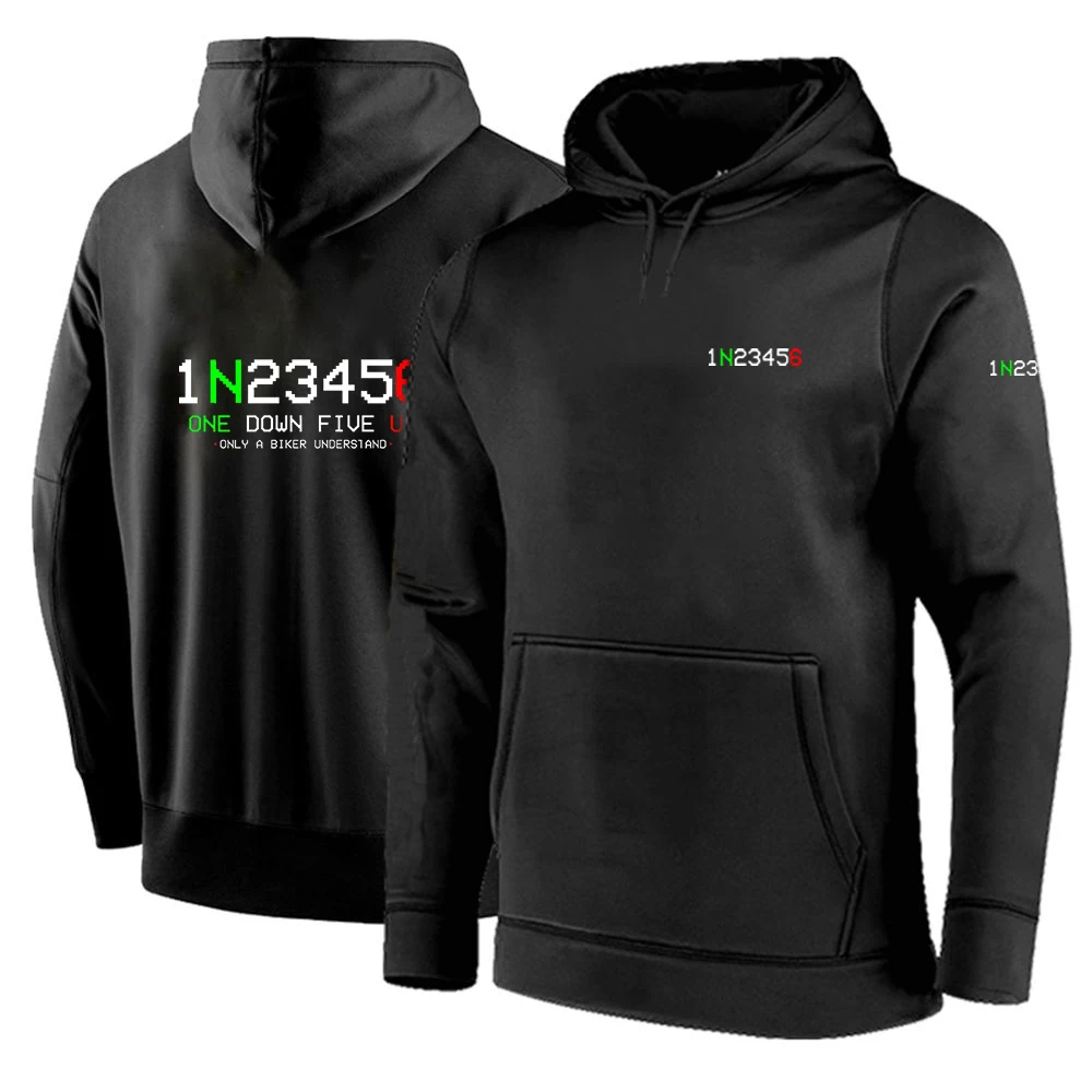

2024 Biker 1n23456 Motorcycle Spring and Autumn Solid Color Pullover Hoodies Loose Fashion Clothing Hooded Casual Tops